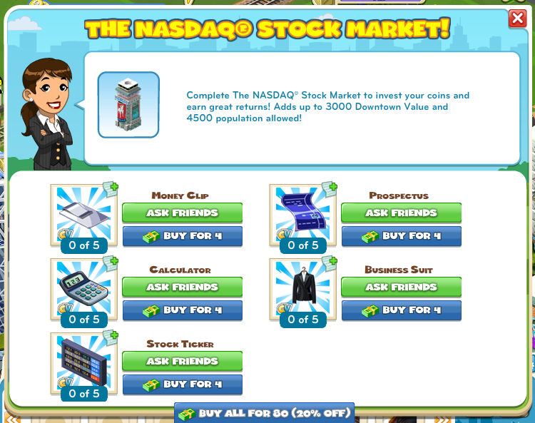 Guia Tutorial: Bolsa de Valores NASDAQ do CityVille ! 1