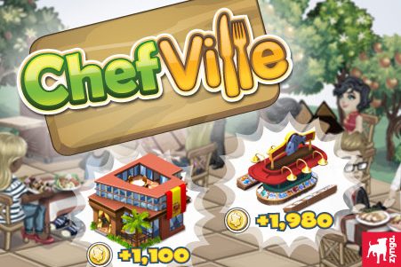 Materiais da promoção do novo jogo ChefVille da Zynga !