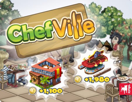 Materiais da promoção do novo jogo ChefVille da Zynga !