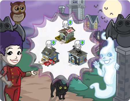 Novidades CityVille: Esta chegando a população fantasma do tema Halloween !
