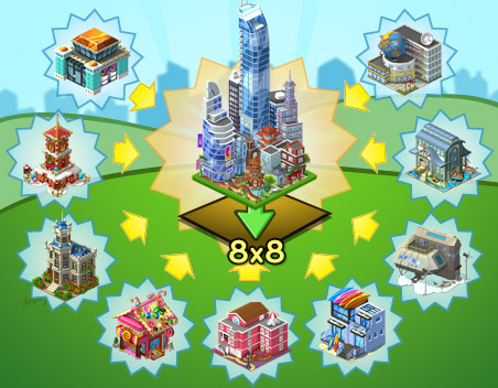announce skyscraper - Materiais CityVille: Peça 15 Postal do horizonte